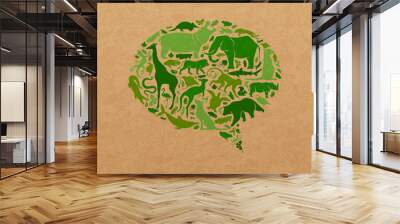 Green wild animal recycled paper speech balloon Wall mural