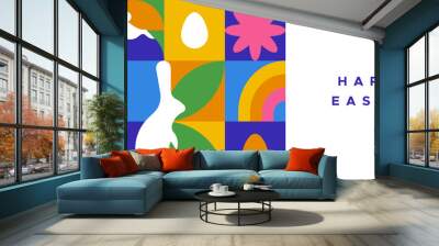 happy easter abstract spring rabbit mosaic banner Wall mural