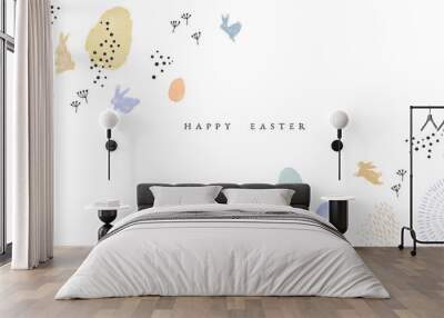 Happy easter watercolor scandinavian rabbit card Wall mural