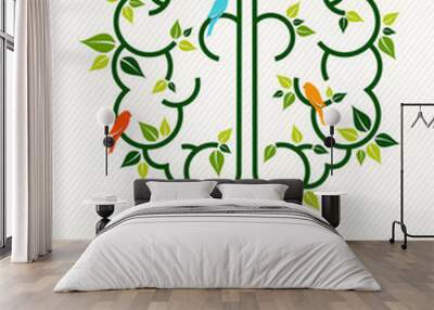 Human brain tree for green ecology help concept Wall mural