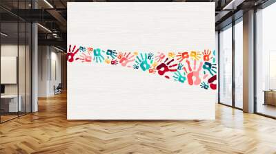 Human hand print color background art Wall mural