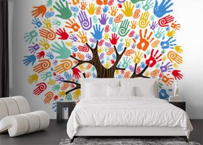 Human hand tree for culture diversity concept Wall mural