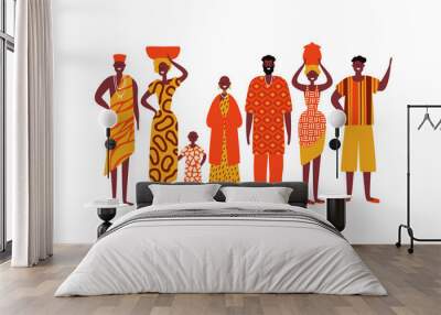 Isolated diverse african people group Wall mural