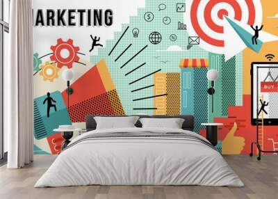 Marketing online concept design modern business Wall mural