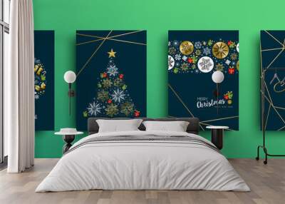 Merry Christmas gold decoration card collection Wall mural