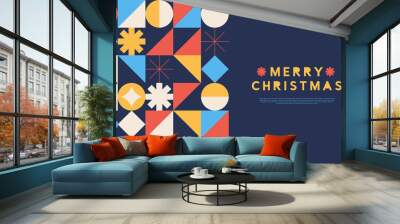 Merry Christmas gold geometric mosaic template Wall mural