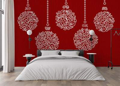 Merry christmas happy new year outline bauble deco Wall mural