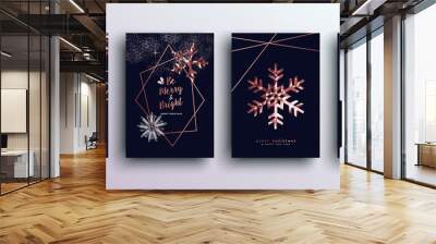 Merry Christmas pink copper greeting card set Wall mural