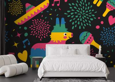 Mexican pattern background of cute mexico art Wall mural