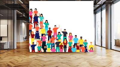 Mixed people group on isolated background Wall mural