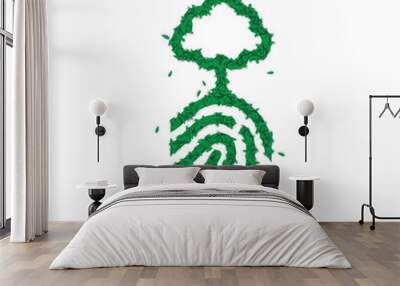 Nature finger print concept made of green leaves Wall mural