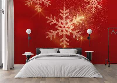 New Year gold glitter snowflake greeting card Wall mural