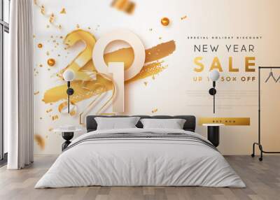 New Year sale 2021 gold discount web template Wall mural