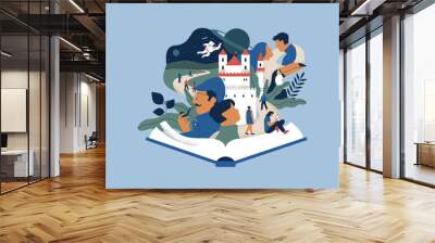 Open book story people imagination concept Wall mural