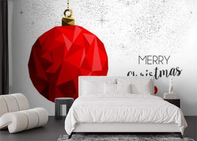 Red christmas bauble ornament greeting card design Wall mural