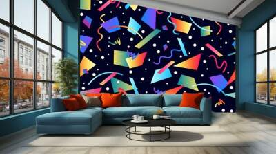 Retro 80s seamless pattern background Wall mural