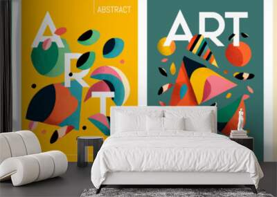 Set of colorful abstract modern art posters illustration Wall mural