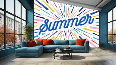 Summer season greeting card with color decoration Wall mural