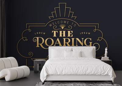 The roaring 20s gold art deco frame background Wall mural