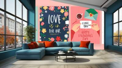 Valentine's day love people greeting card set Wall mural