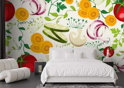 Vegetarian food pattern background Wall mural