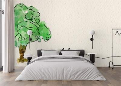 Watercolor hand tree web banner concept Wall mural