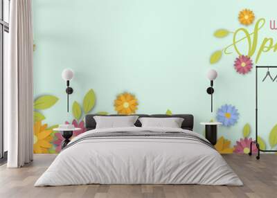 Welcome spring season cute flower banner Wall mural