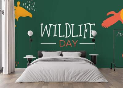 Wildlife Day safari web banner with wild animals Wall mural