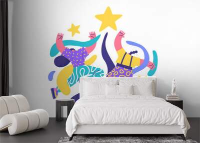 Women doing high five isolated teamwork concept Wall mural