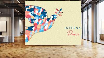 World Peace day card for diverse people unity Wall mural