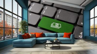 Make money online on computer keyboard button Wall mural