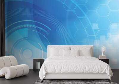 abstract technology background with hexagons Wall mural