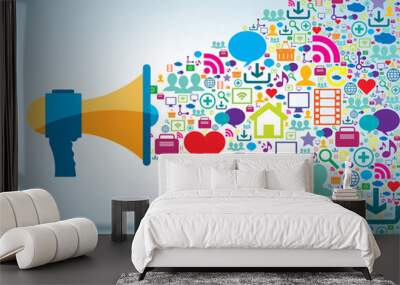 communication and promotion in social media Wall mural