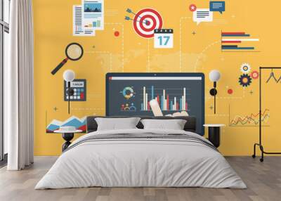 Concept of financial investment, analytics with growth report. Wall mural