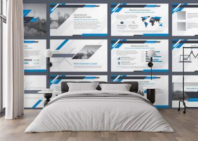 Elements of infographics for presentations templates. Annual report, leaflet, book cover design. Brochure layout, flyer template design. Corporate report, advertising template in vector Illustration.  Wall mural