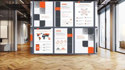 Elements of infographics for report template and presentations templates. Corporate annual report, leaflet, book cover design, brochure and flyer template design. Vector Illustration.  Wall mural