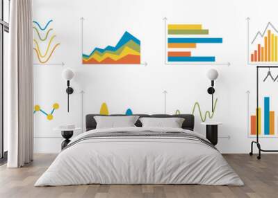 Financial charts, information data statistics, diagrams, financial information, market charts and business data graphics. Graphics in vector illustration. Wall mural