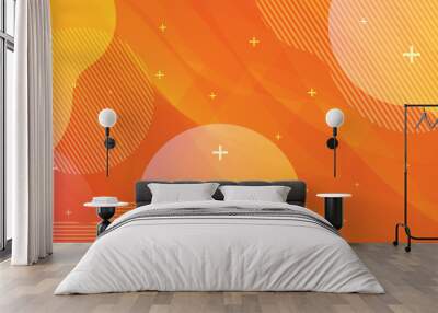 Orange modern background in vector illustration with glow and movement, with parallel lines, bright geometric shape. Wall mural