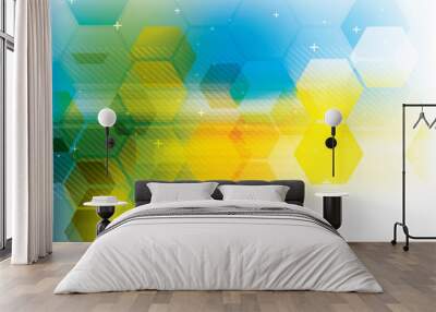 Technology background blue futuristic abstract  in digital vector with hexagon. Wall mural