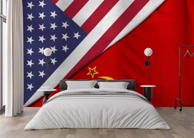 The Cold War. Flag of the Soviet Union (1922-1991). Flag of the United States (50 stars). Wall mural