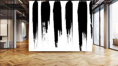 Grunge Paint stripe . Vector brush Stroke . Distressed banner . Black isolated paintbrush collection . Modern Textured shape . Dry border in Black  Wall mural