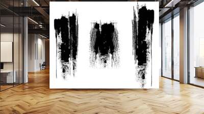 Hand Drawn Grunge Brush vector, Set of Hand Drawn Grunge Brush Smears, Black vector brush strokes collection. Black paint spots vector for design, Set of Hand Drawn Grunge Brush Smears, Wall mural