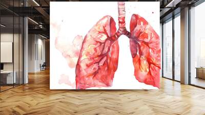 Lungs organ watercolor illustration. world tuberculosis day, lung cancer concept Wall mural