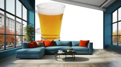 Glass of fresh beer with cap of foam isolated on white background. Copyspace for your text. Wall mural