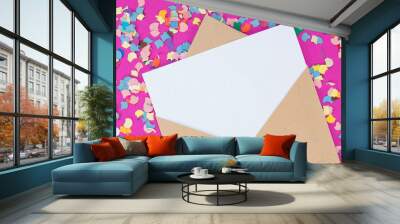 Blank card with colourful confetti Wall mural