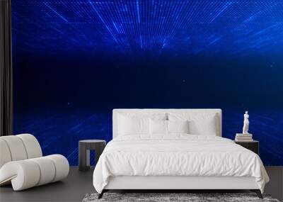 Abstract technology data flow blue digital glowing grid Wall mural