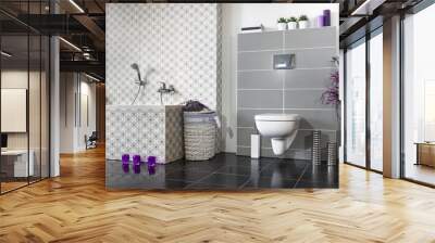 Modern bathroom black and white Wall mural