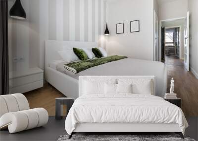 Modern bedroom in white finishing Wall mural