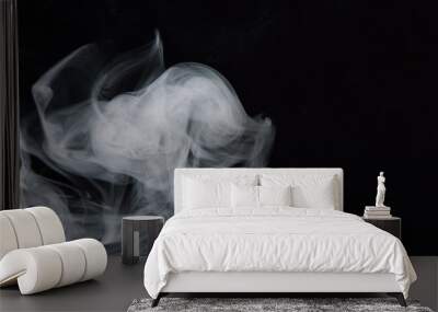 billowing cloud of white smoke against dark background 2 Wall mural