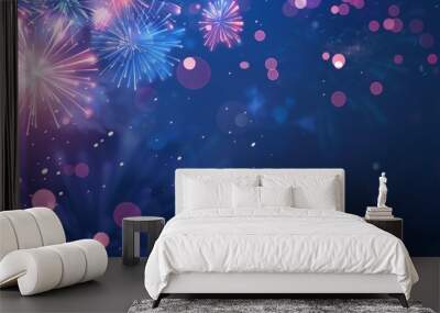 vibrant abstract firework background with ample copyspace, showcasing a festive explosion of colors and light for a dynamic celebration and event backdrop Wall mural